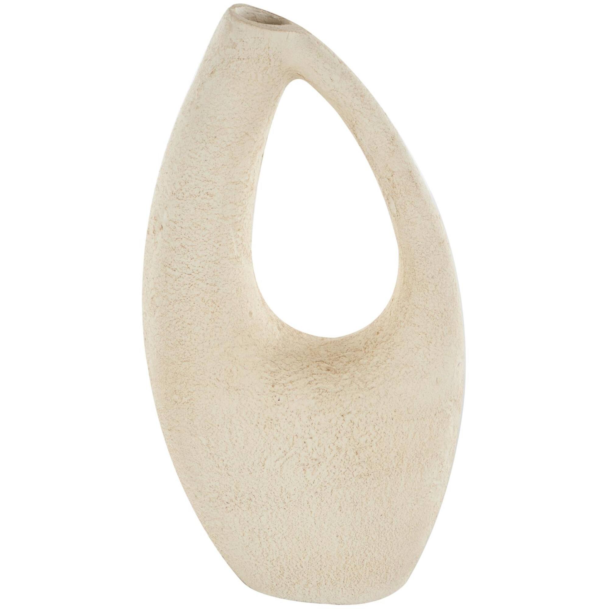 14" Cream Abstract Cutout Paper Mache Vase